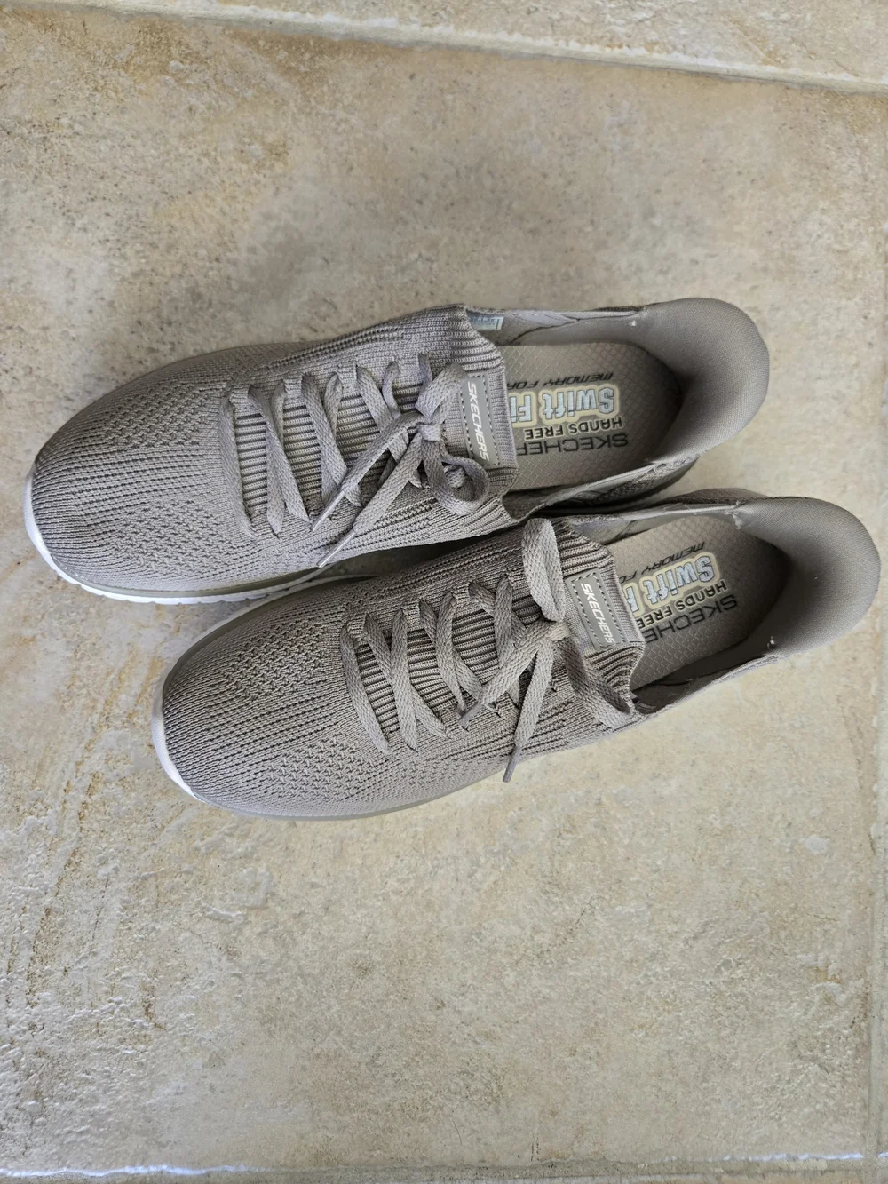 Skechers Women's Taupe Knit Lace-Up Sneakers